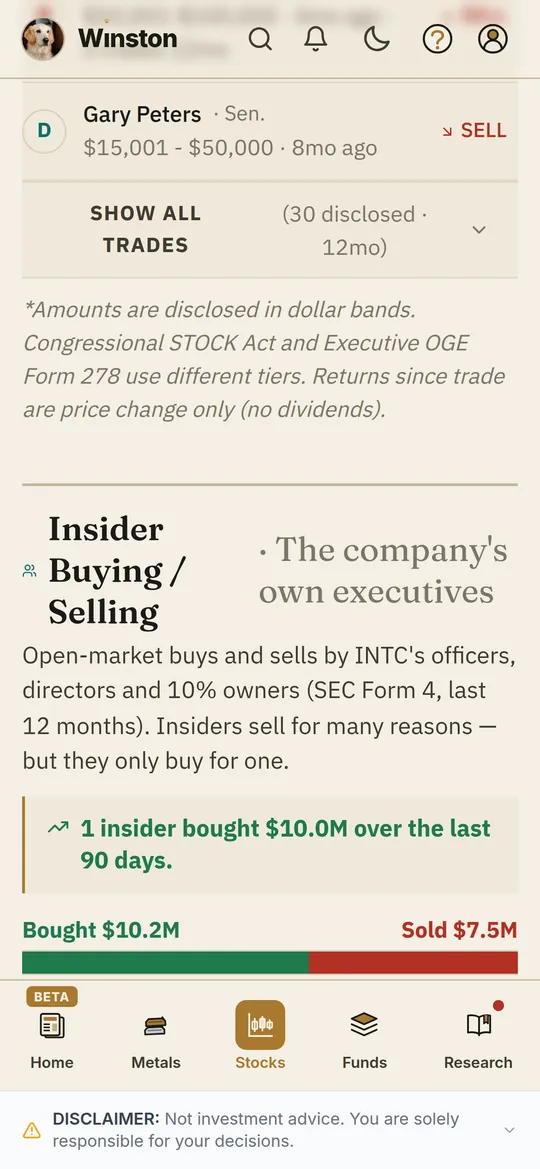 Intel insider buying on mobile